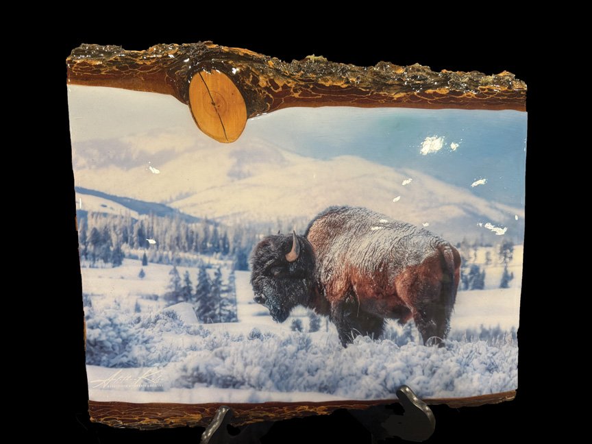 After The Blue Storm on Wood slab