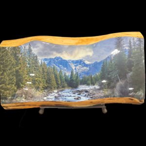 Echoes Over Rosebud on Large Wood Slab