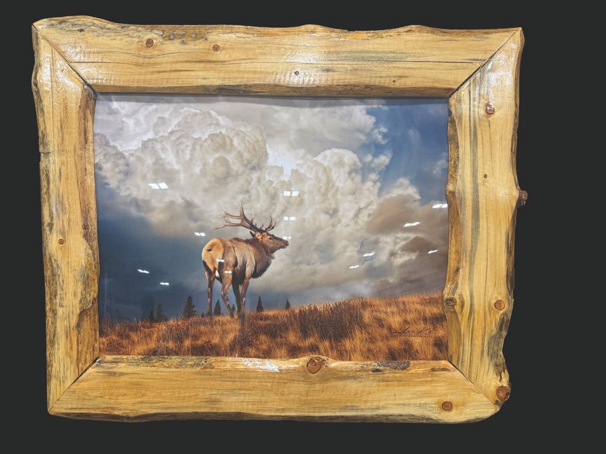 Antlers On A Storm with Blue Pine Frame